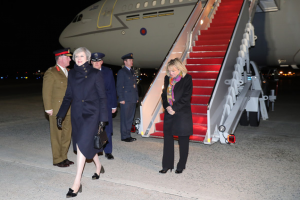 Prime Minister Theresa May arrives at Joint Bas Andrews